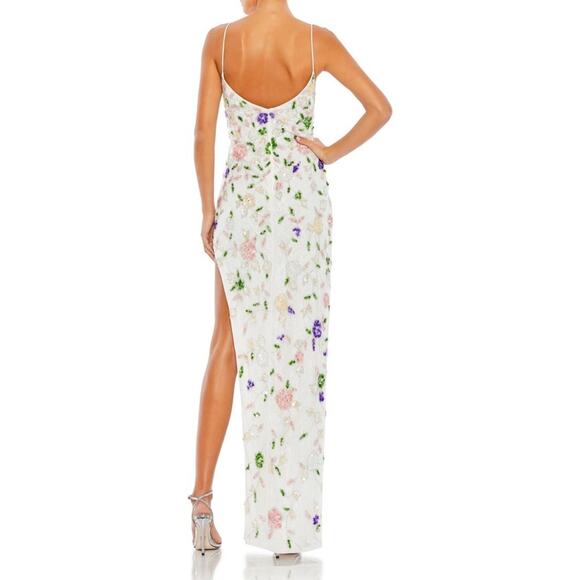 Mag Duggal Sequin Floral Embellished Lace Sheath White Formal Gown Size 2 NWT - Picture 2 of 8